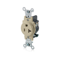 Leviton Wall Fixture 5-20R Sinlge Recep Tr Lt Alm T5020-T